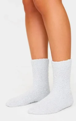 Grey Cosy Fuzzy Ankle Socks