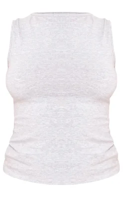 Grey Cotton Boatneck Sleeveless Top