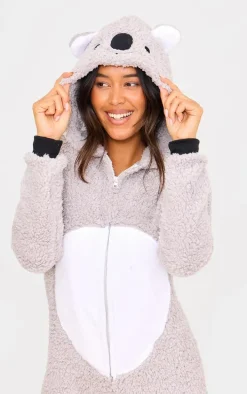 Grey Koala Hood Fleece Onesie
