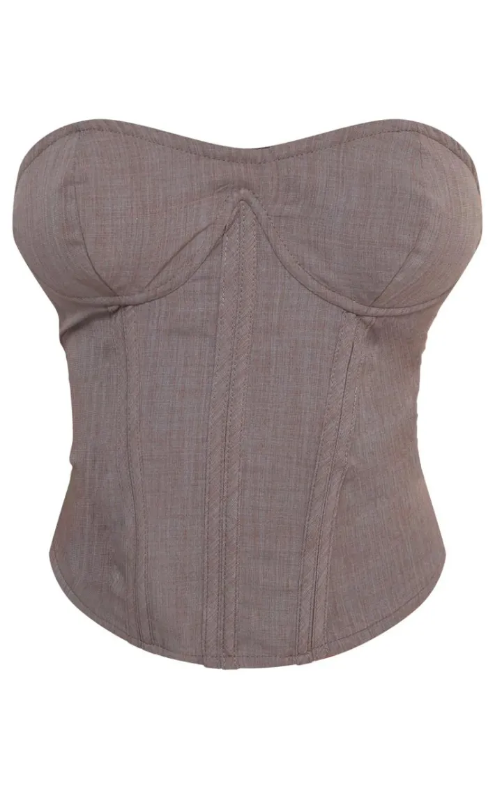 Grey Lace Up Back Cropped Corset