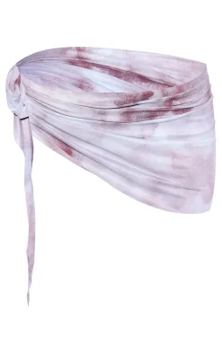 Grey Marble Print Mesh Mini Beach Sarong