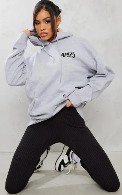 Grey Marl Angel Energy Back Print Hoodie