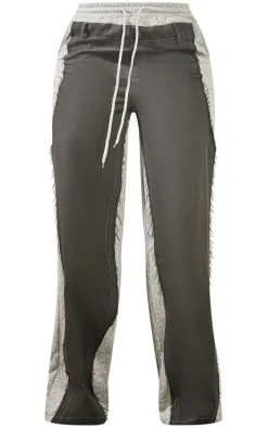 Grey Marl Cargo Panel Straight Leg Pants