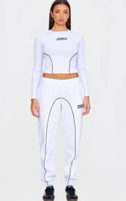 Grey Marl Contrast Studio Archives Long Sleeve Fitted T-shirt