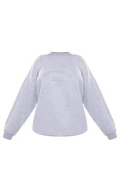 Grey Marl Copenhagen Printed Oversized Sweatshirt