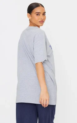 Grey Marl Health Club Graphic Oversized T Shirt