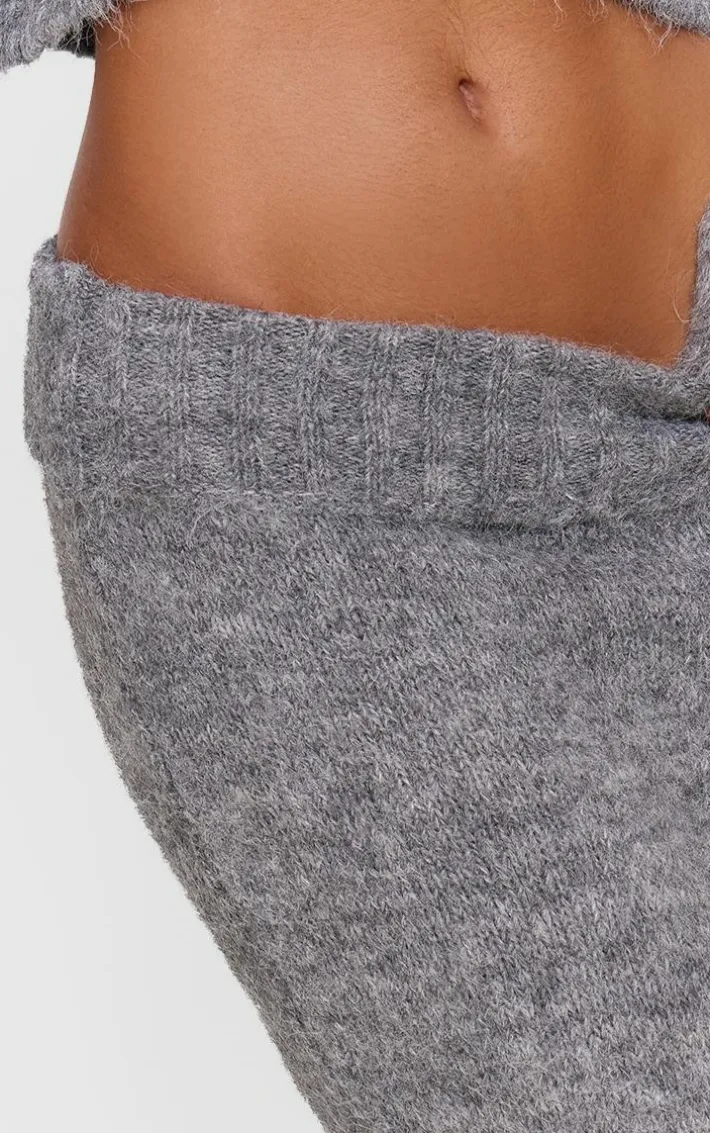 Grey Marl Knit Foldover Maxi Skirt