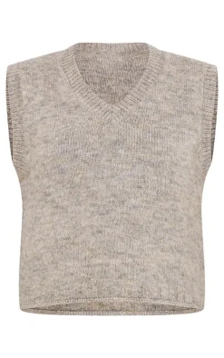 Grey Marl Knit Sweater Vest