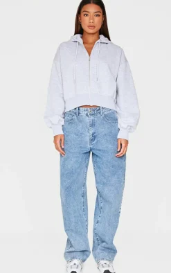 Grey Marl Lucky Girls Club Zip Through Hoodie