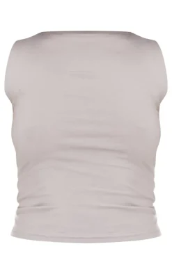 Grey Marl Modal Cotton Boatneck Long Top