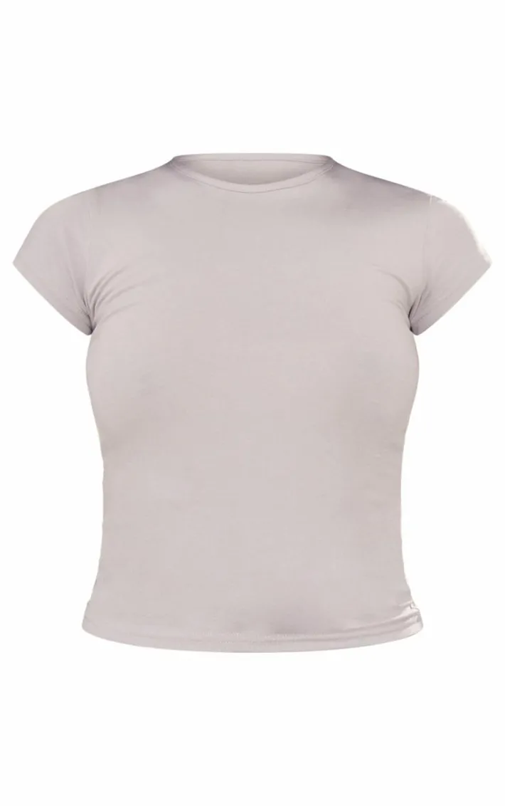 Grey Marl Modal Cotton Longline Fitted T Shirt