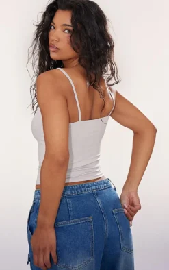 Grey Marl Modal Cotton Longline Vest Top