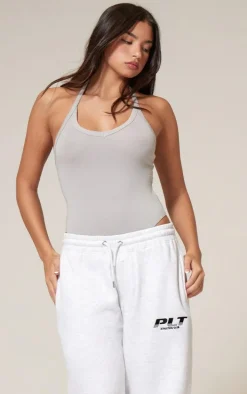 Grey Marl Modal Cotton Strappy Scoop Bodysuit