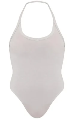 Grey Marl Modal Cotton Strappy Scoop Bodysuit