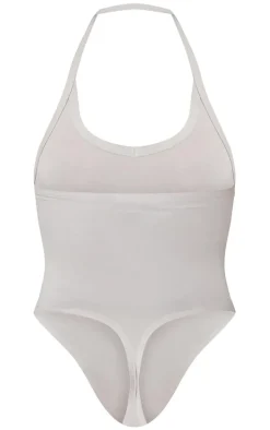 Grey Marl Modal Cotton Strappy Scoop Bodysuit