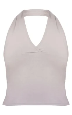 Grey Marl Modal Cotton Wrap Bust Halter Top