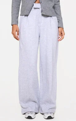 Grey Marl Pintuck Fleeceback Tailored Sweatpants