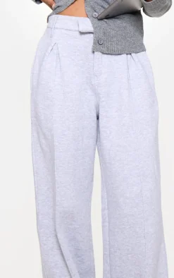 Grey Marl Pintuck Fleeceback Tailored Sweatpants