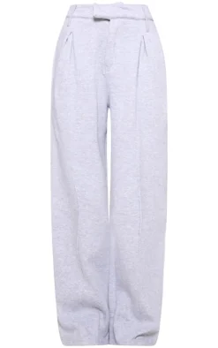 Grey Marl Pintuck Fleeceback Tailored Sweatpants