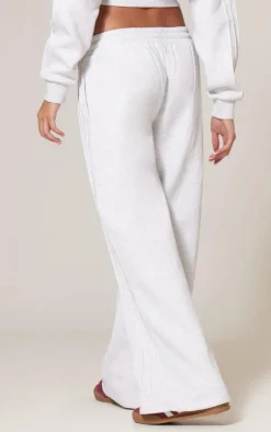 Grey Marl Seam Detail Wide Leg Sweatpants