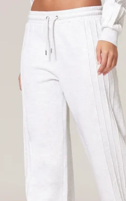 Grey Marl Seam Detail Wide Leg Sweatpants