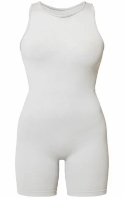 Grey Marl Seamless Cut Out Back Unitard