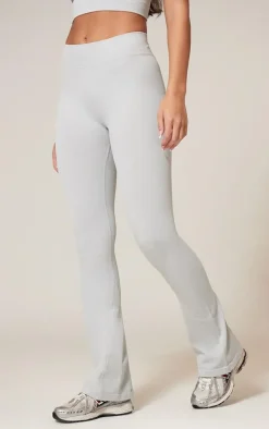 Grey Marl Seamless Rib Flare Yoga Pants