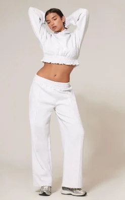 Grey Marl Waistband Wide Leg Sweatpants