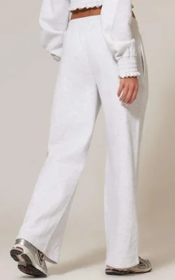 Grey Marl Waistband Wide Leg Sweatpants