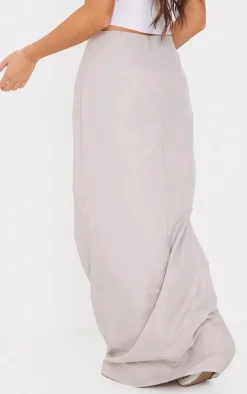 Grey Peached Seam Detail Maxi Skirt