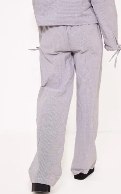 Grey Pinstripe Wide Leg Pants