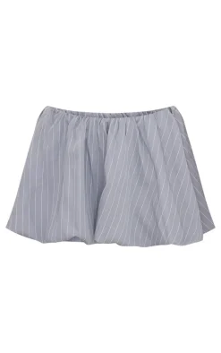 Grey Pinstripe Woven Tailored Puff Ball Skirt
