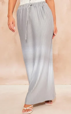 Grey Plisse Flowy Maxi Skirt