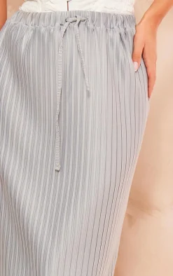 Grey Plisse Flowy Maxi Skirt