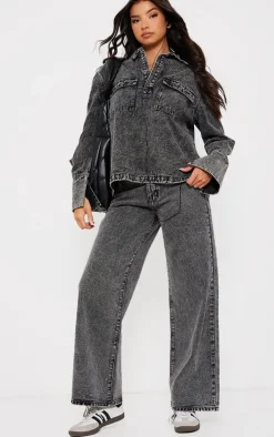 Grey Pocket Detail Open Long Sleeve Shirt