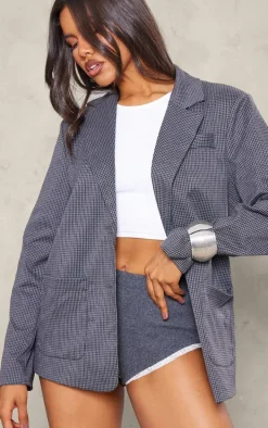 Grey Pocket Detail Oversized Blazer