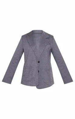Grey Pocket Detail Oversized Blazer