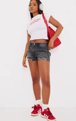 Grey Raw Edge Denim Hotpants