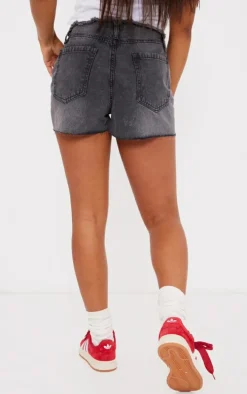 Grey Raw Edge Denim Hotpants