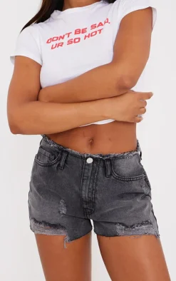Grey Raw Edge Denim Hotpants