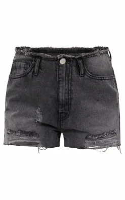 Grey Raw Edge Denim Hotpants