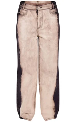 Grey Raw Hem Bleach Wash Wide Leg Denim Jeans