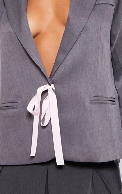 Grey Ribbon Detail Blazer