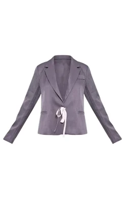 Grey Ribbon Detail Blazer
