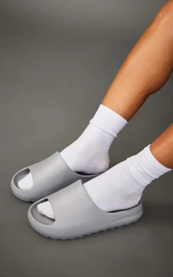 Grey Rubber Rib Sole Slides