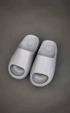 Grey Rubber Rib Sole Slides