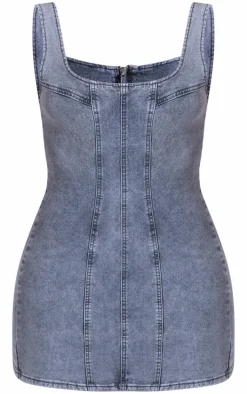 Grey Seam Detail Mini Dress