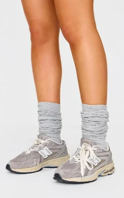 Grey Slouchy Knitted Socks