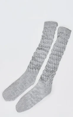 Grey Slouchy Knitted Socks
