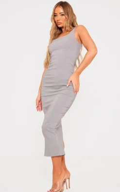 Grey Stretch Woven Maxi Dress